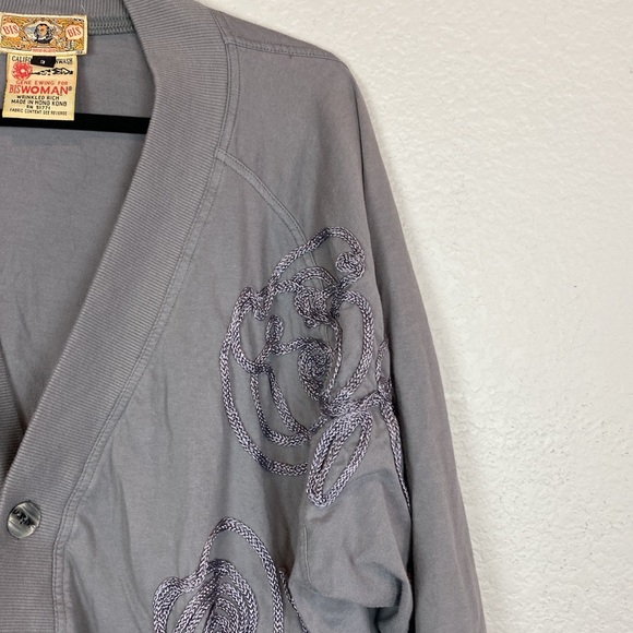 Gene ewing bis Vintage Grey embroidered floral open front cardigan - Picture 5 of 7